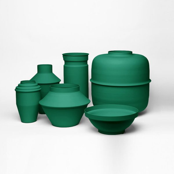 metal vessel vase green evergreen kadim modern archeology