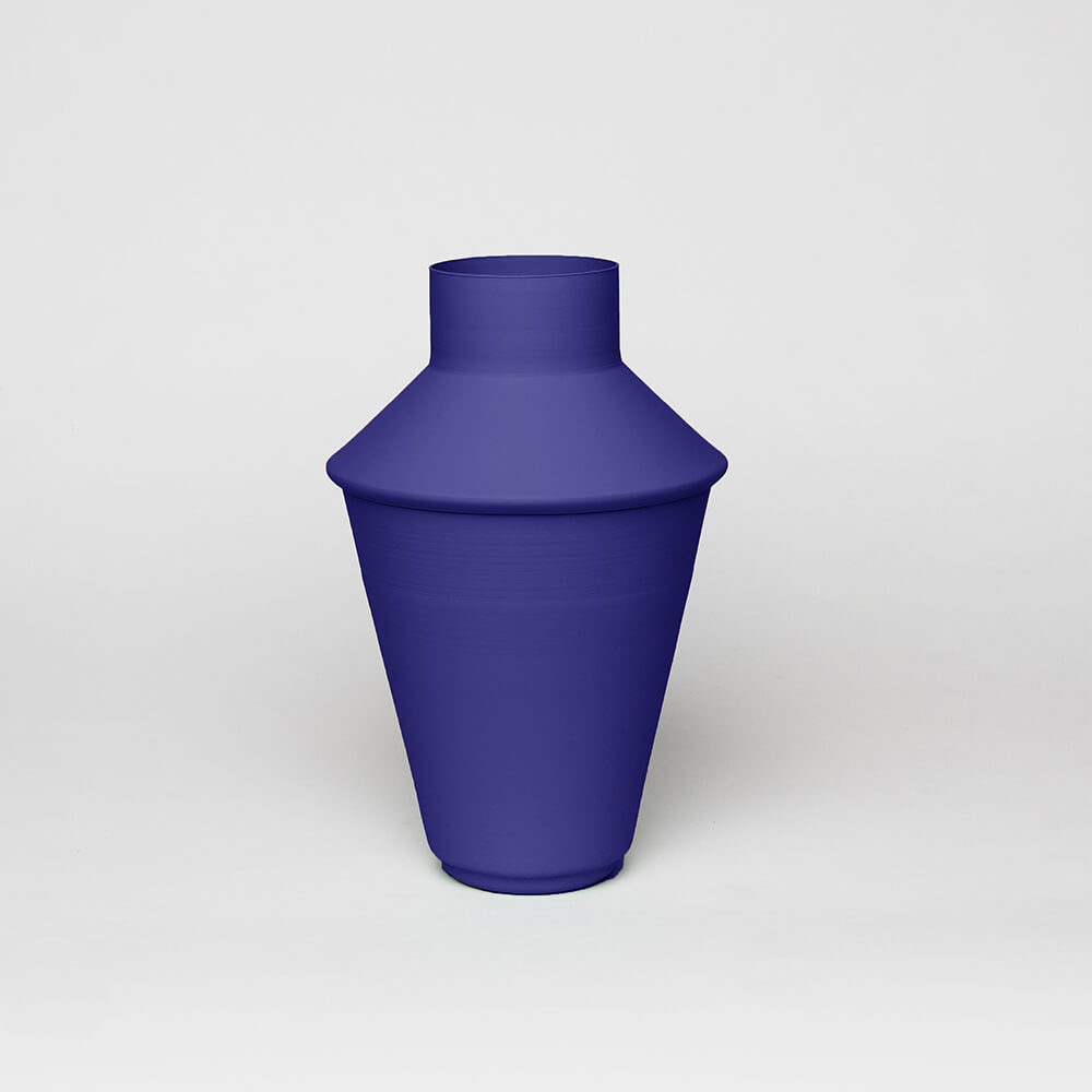 royal blue color shaker kadim modern architypes metal vase vessels