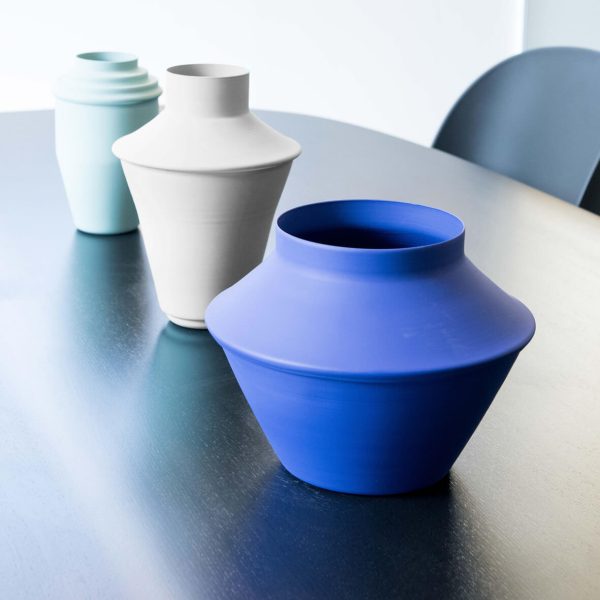 light grey shaker kadim modern architypes metal vase vessels