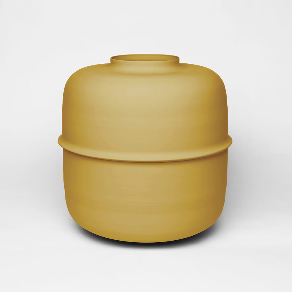 chinese pottery saffron yellow kadim modern architypes metal vase vessels