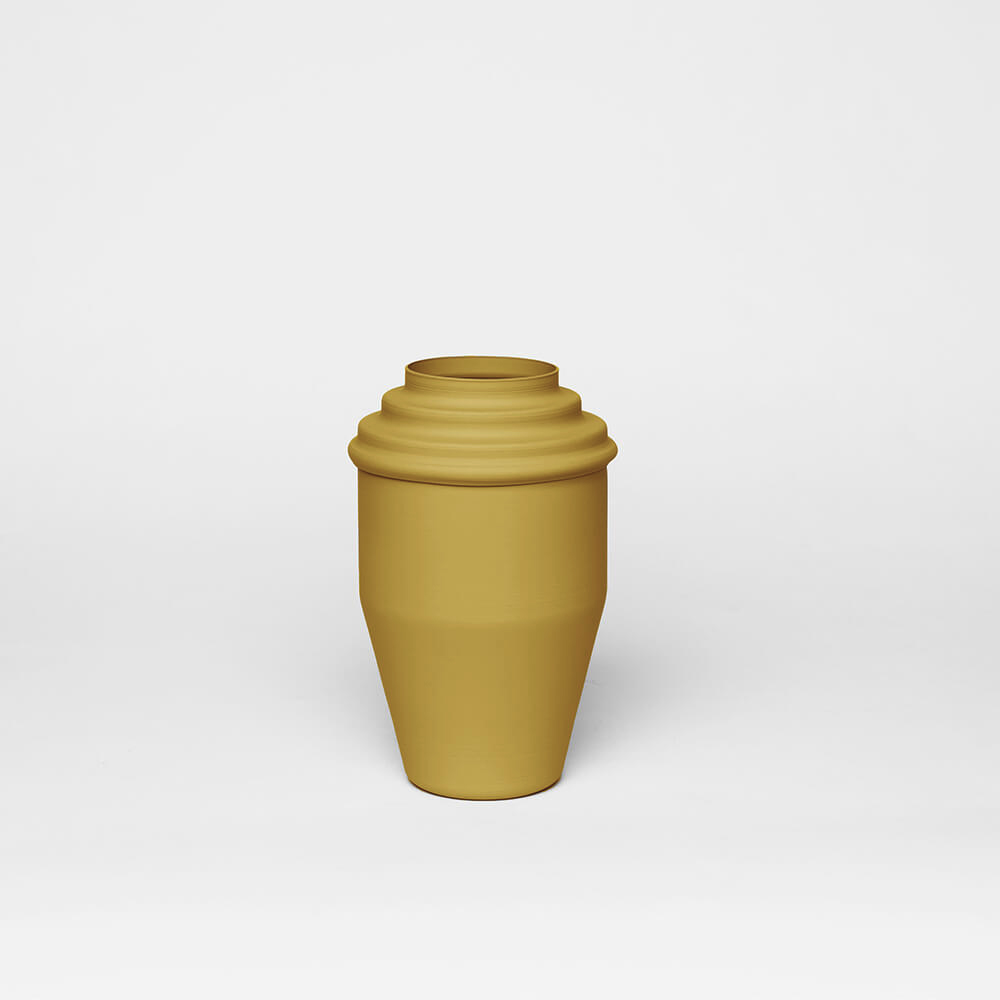 coffee to go pottery saffron yellow kadim modern architypes metal vase vessels