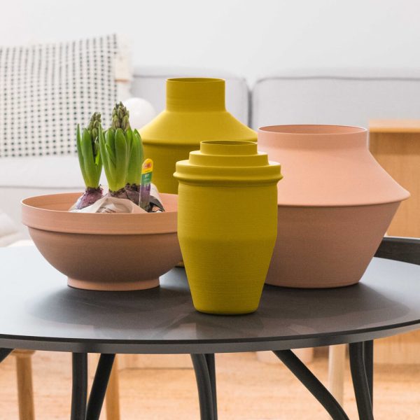 coffee to go pottery saffron yellow kadim modern architypes metal vase vessels