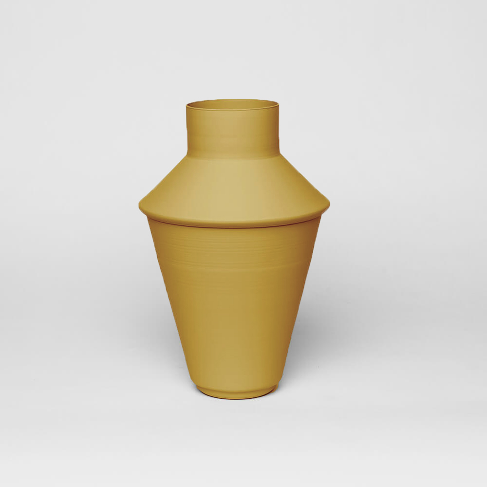 shaker saffron yellow kadim modern architypes metal vase vessels