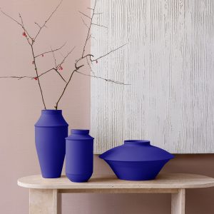 set triptych XL vases colorfull metal royal blue mitzri yevani yapani