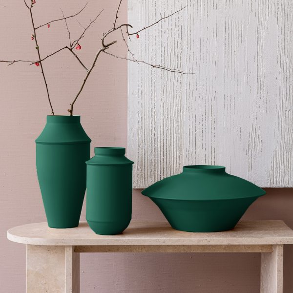 set triptych XL vases colorfull metal evergreen mitzri yevani yapani