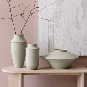 set triptych XL vases colorfull metal stone mitzri yevani yapani