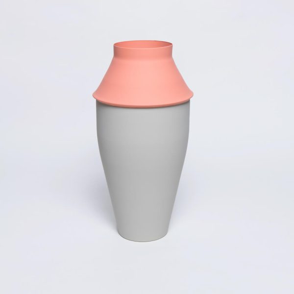 metal vessel vase color pink stabilo light grey inside out modern archeology triptych