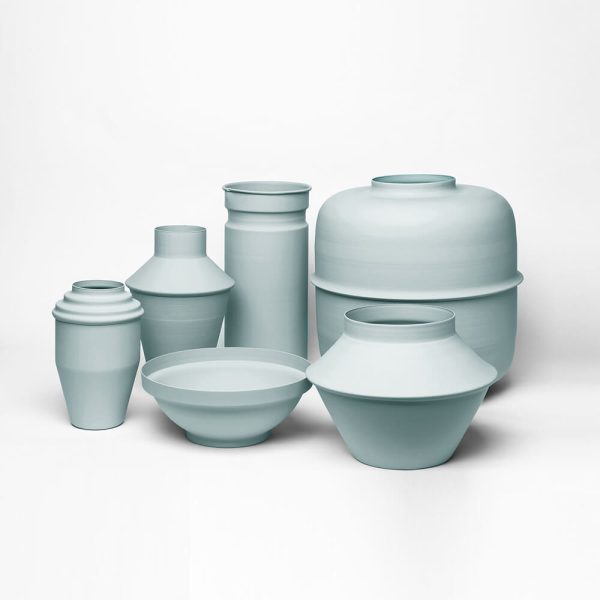 smoked mint color kadim modern architypes metal vase vessels