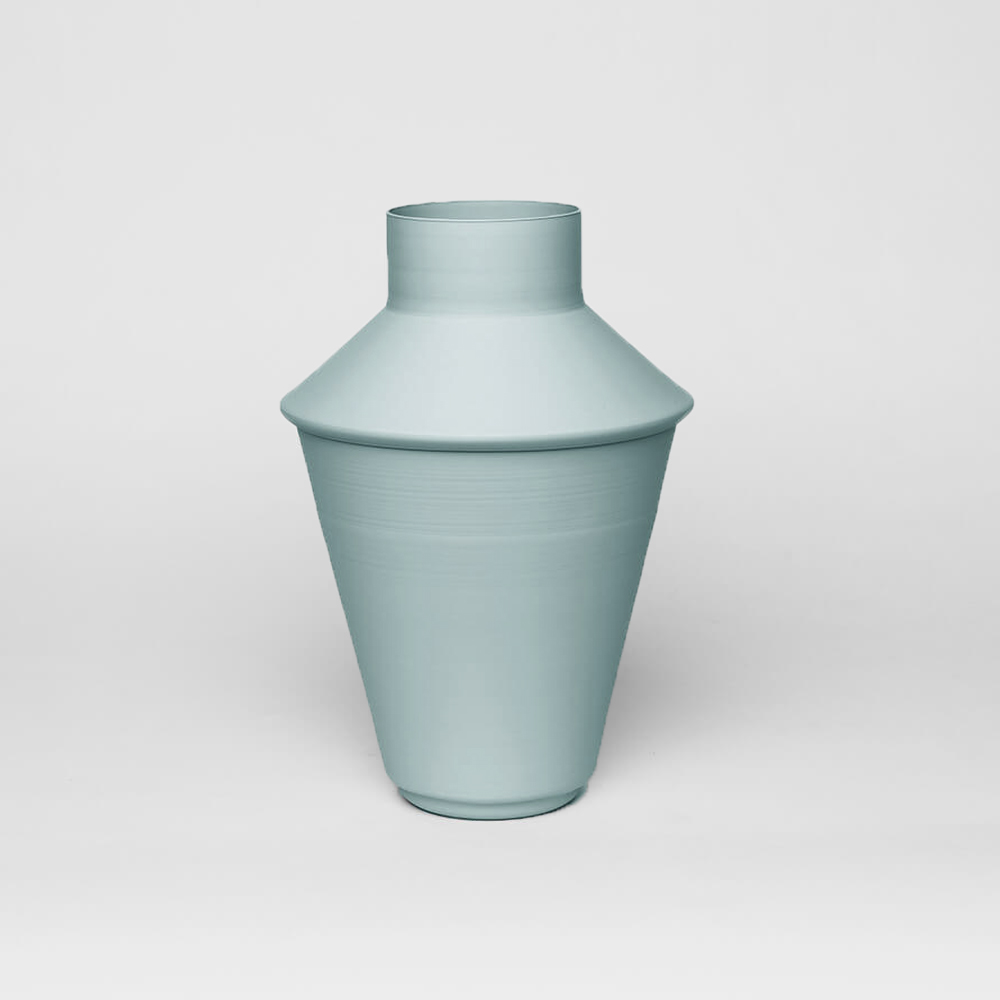 smoked mint color shaker kadim modern architypes metal vase vessels