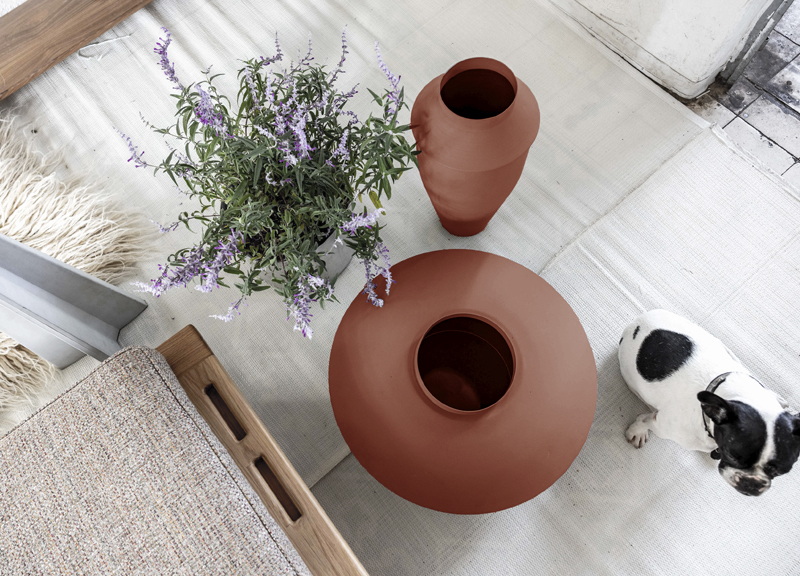 kadim triptych terracotta vessels vase planter