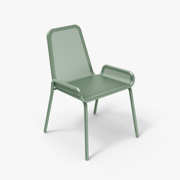 green sage color aluminuim outdoor chair metal garden balcony ral 7033 low arm