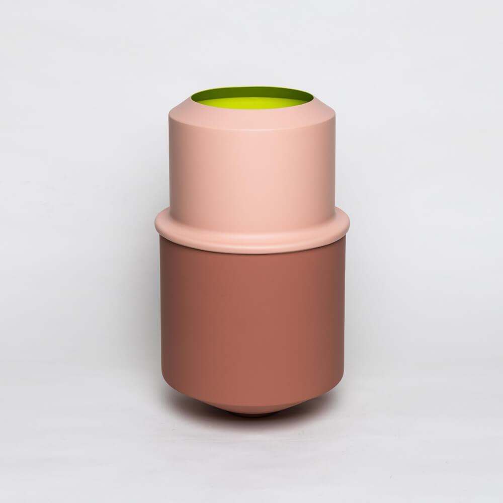 silo vase metal vessel collection nude terracotta lime color
