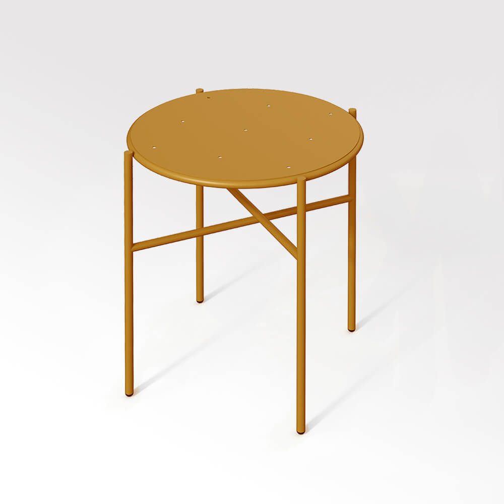 שולחן קפה צדדי מתכת מרפסת סט כיסאות חיצוני מקורה אלומיניום צבעוני זעפרן מלא