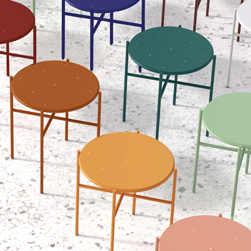 מרפסת שולחן צד מתכת אלומיניום צבעוני ריהוט גן מלא