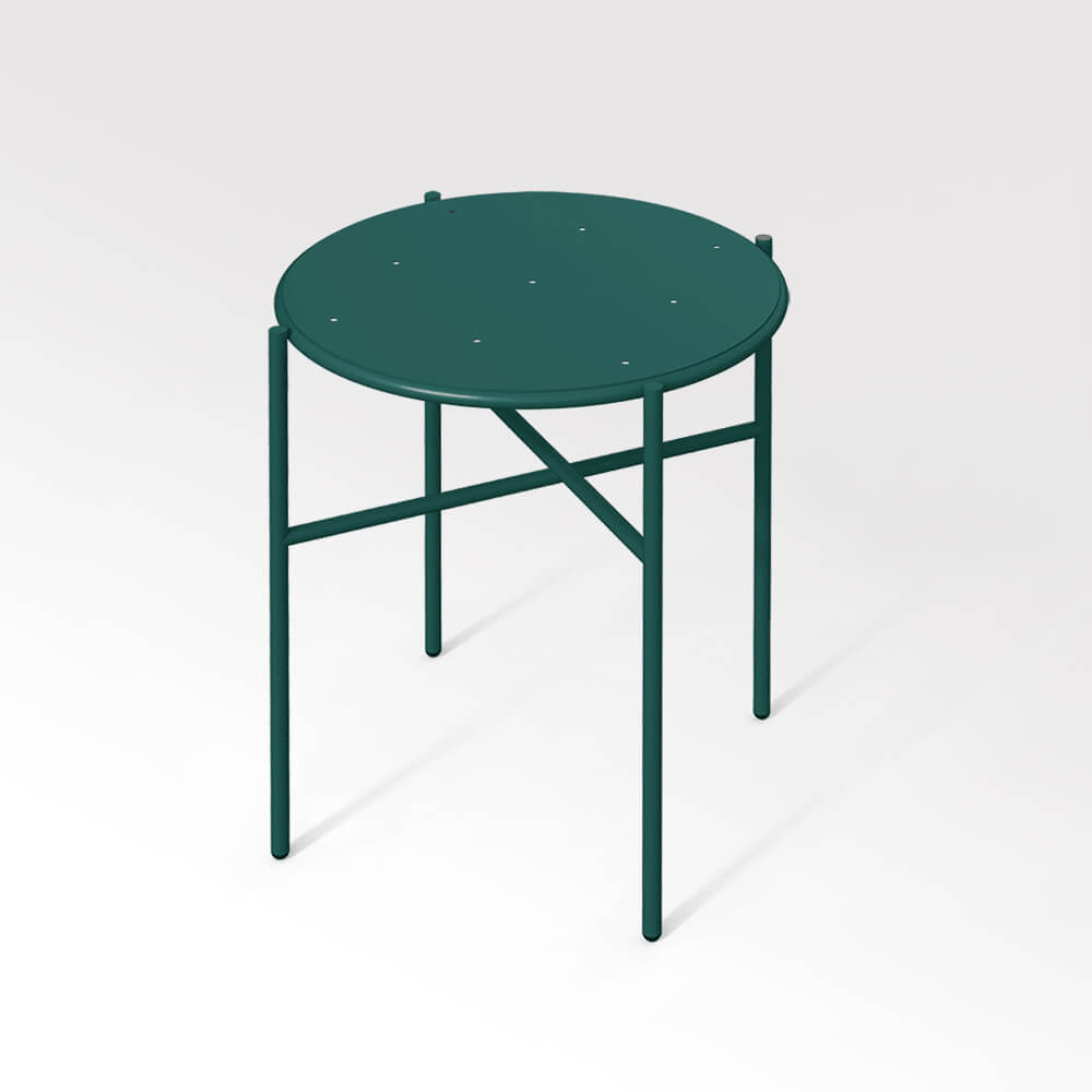 שולחן קפה צדדי מתכת מרפסת סט כיסאות חיצוני מקורה אלומיניום צבעוני ירוק עד