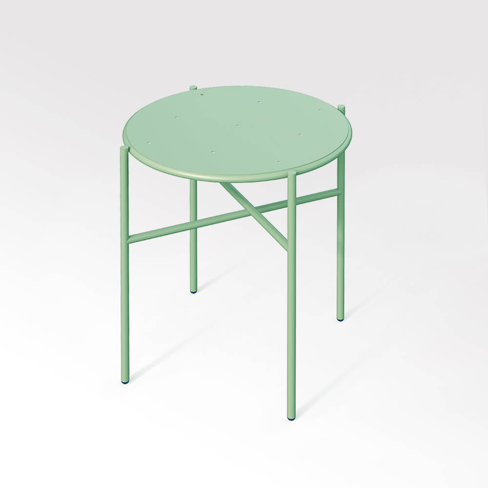 שולחן קפה צדדי מתכת מרפסת סט כסאות חיצוני מקורה אלומיניום צבעוני מנטה