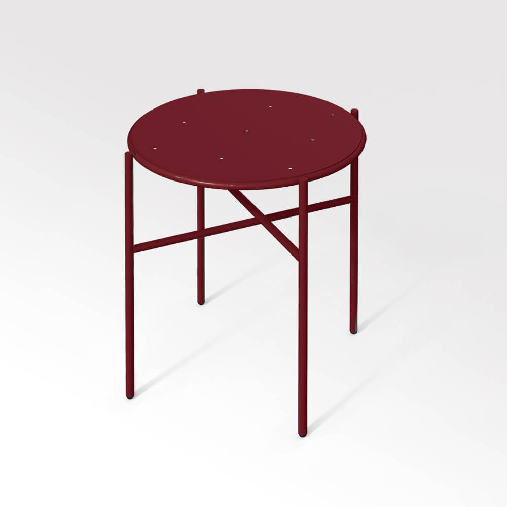 שולחן קפה בצד מתכת מרפסת סט כיסאות חיצוני מקורה אלומיניום צבעוני יין