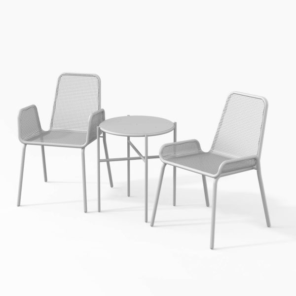light grey aluminium chairs side small table outdoor set indoor metal garden balcony office