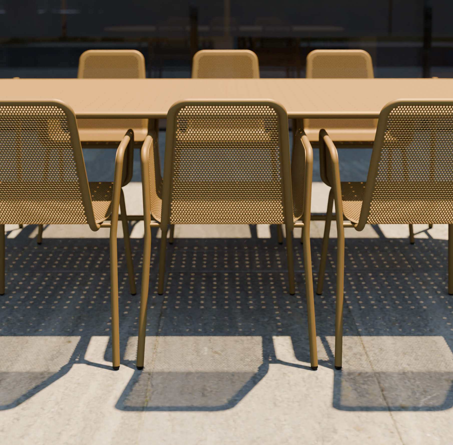 ג׳ינג׳ר כסא שולחן אלומיניום צבעוני חום חיצוני מקורה מתכת מרפסת גן משרד