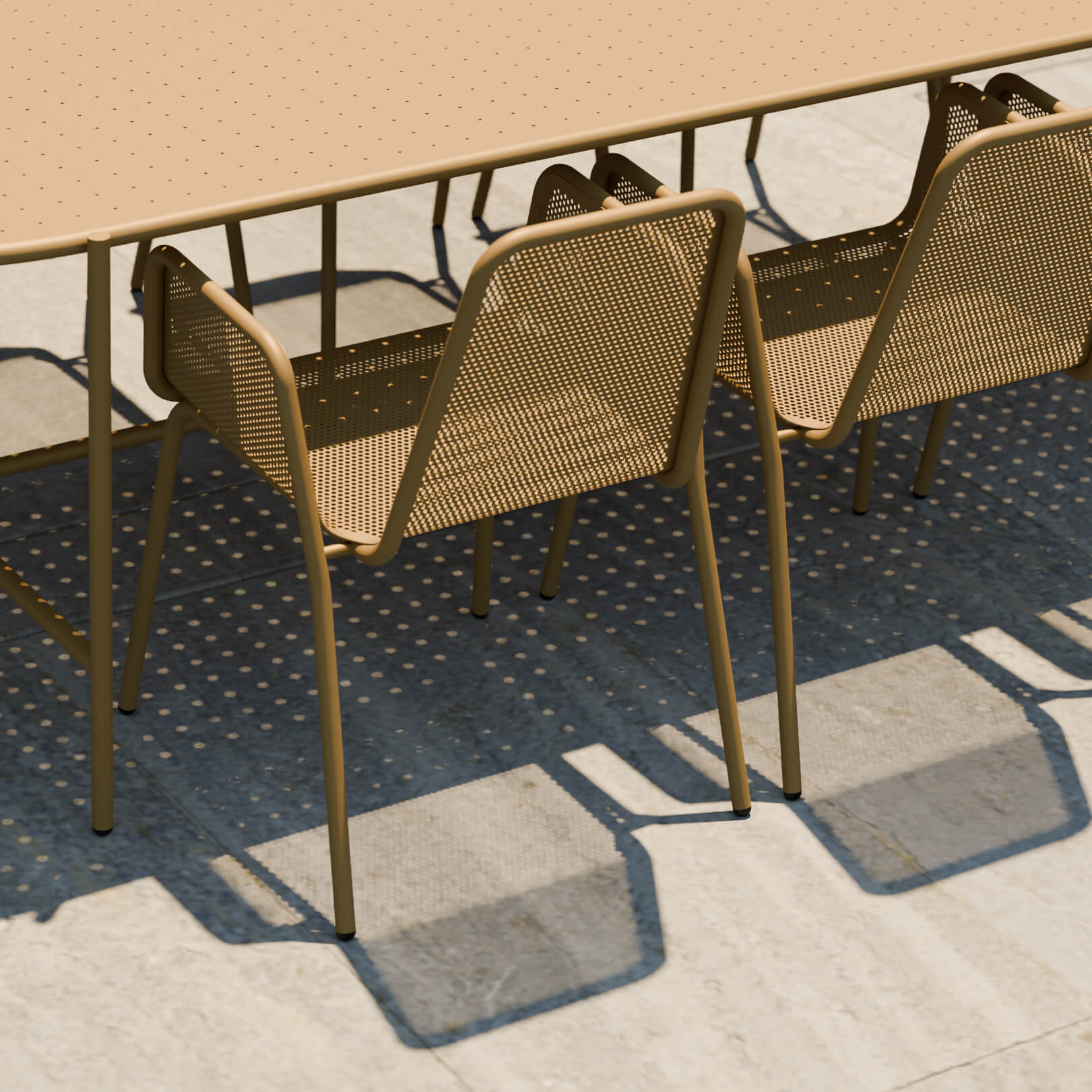 ג׳ינג׳ר כסא שולחן אלומיניום צבעוני חום חיצוני מקורה מתכת מרפסת גן משרד