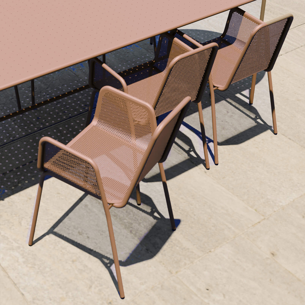 nude colorfull aluminium table chair outdoor indoor metal garden balcony office