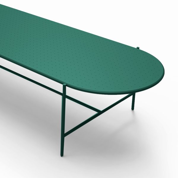 oudoor table metal evergreen colorful