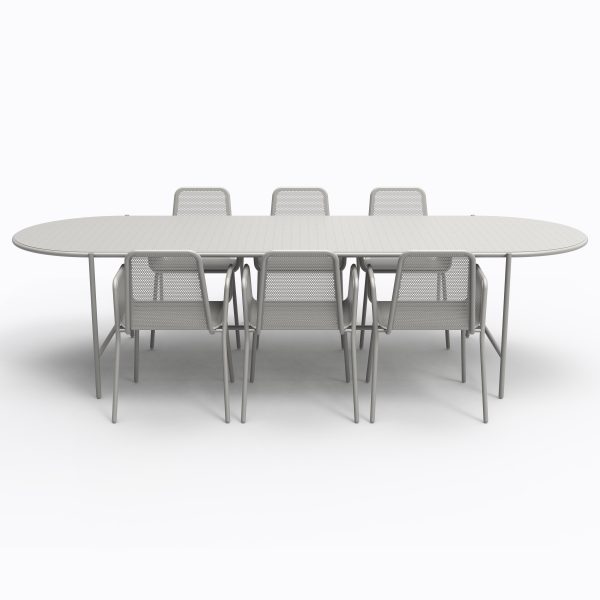 oudoor table metal aluminium grey colorful 6 seats