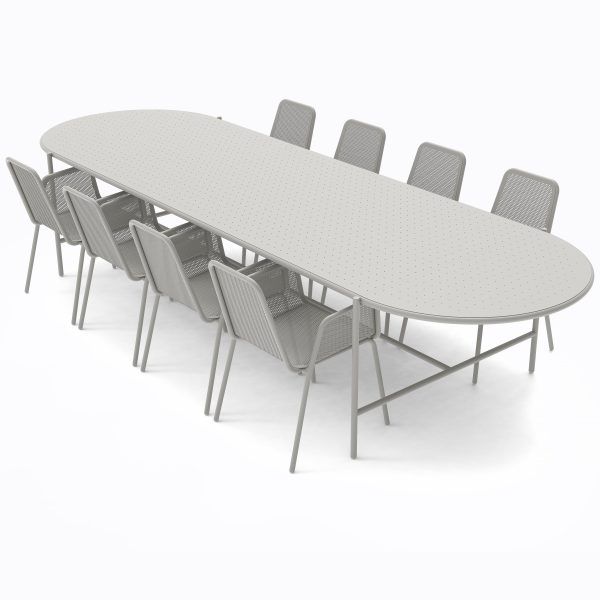 oudoor table metal aluminium grey colorful 8 seats