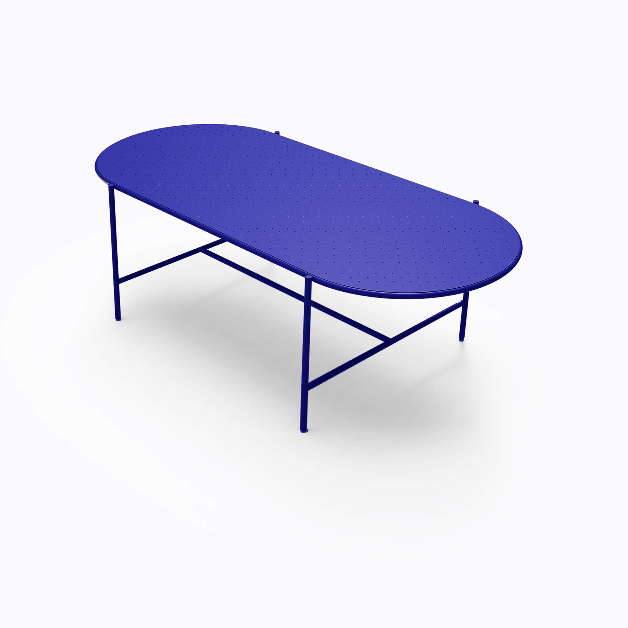 oudoor table metal aluminium royal blue colorful 4 seats