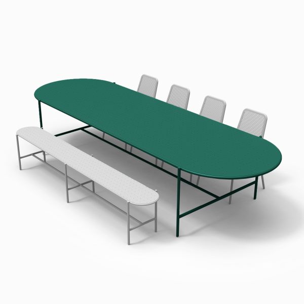 oudoor table metal aluminium evergreen colorful bench aluminium chairs out