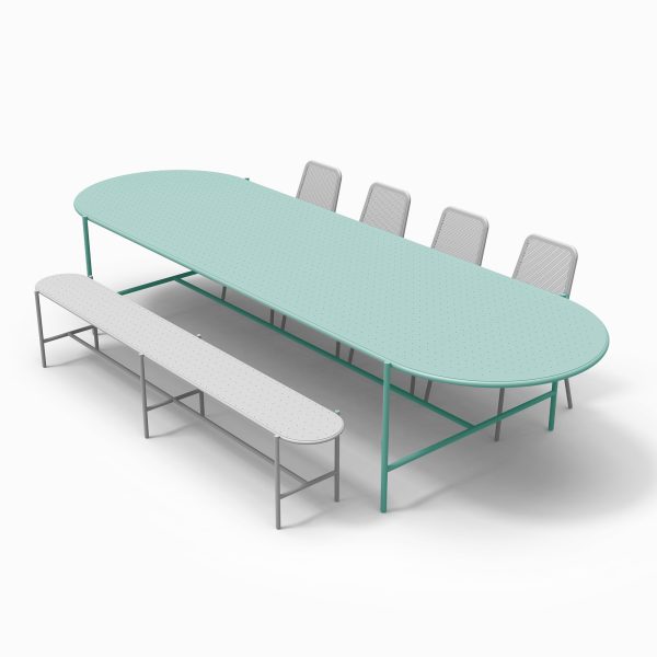 oudoor table metal aluminium mint colorful bench aluminium chairs out ral 6019