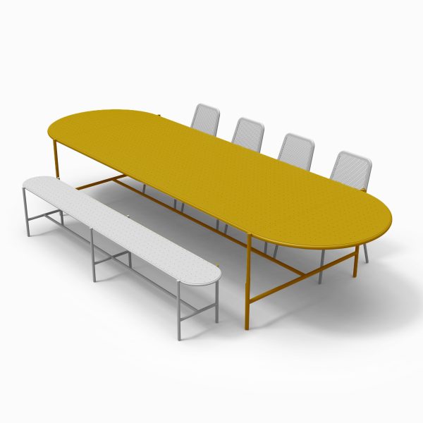 oudoor table metal saffron yellow colorful grey ral aluminium chair bench