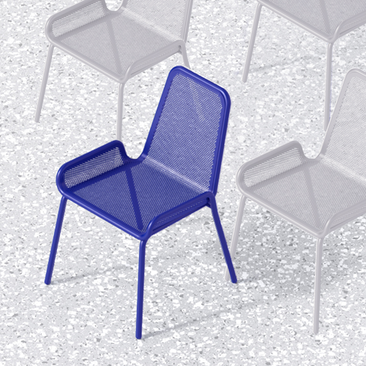 royal blue aluminium chair outdoor metal garden balcony