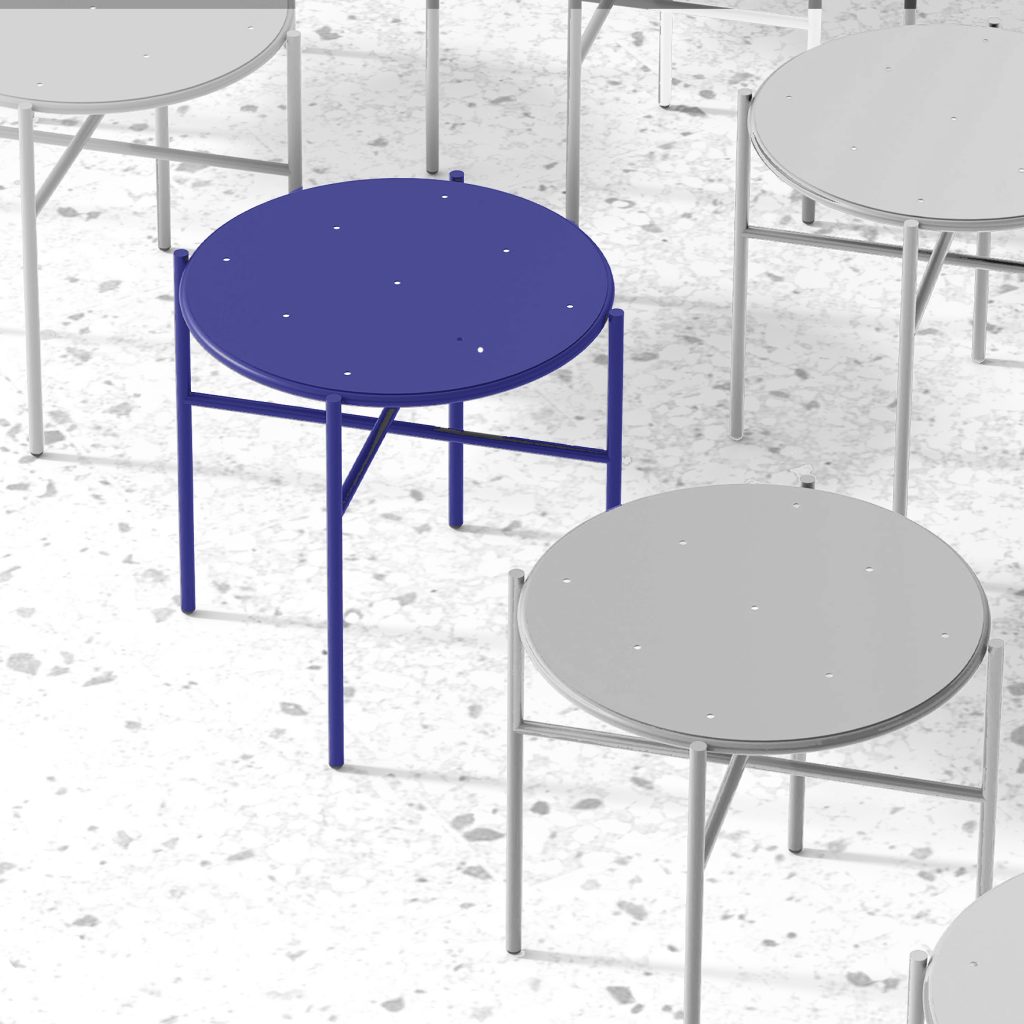 royal blue side small table outdoor indoor metal garden balcony office