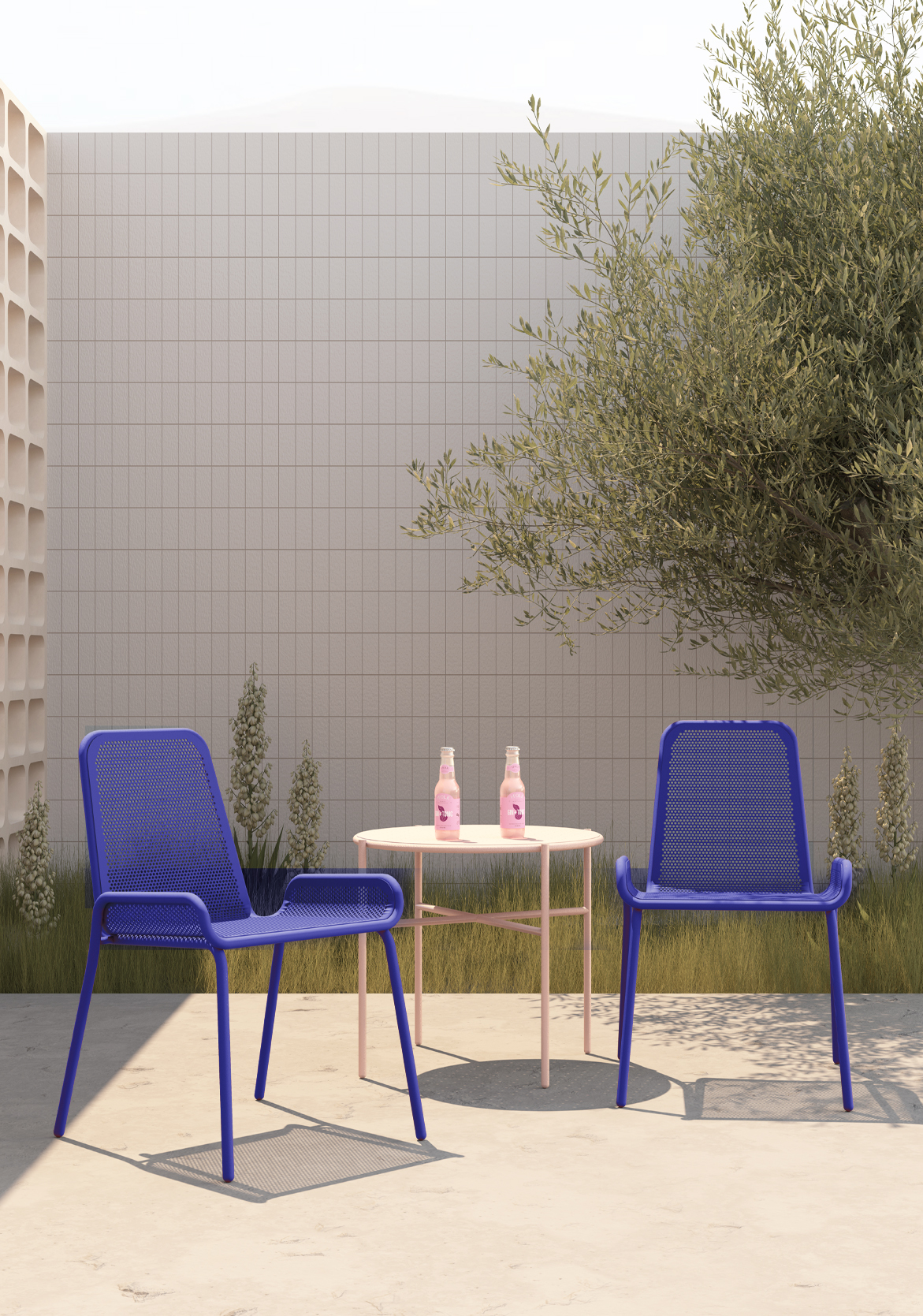 outdoor furninture chair table metal royal blue OI outsidein