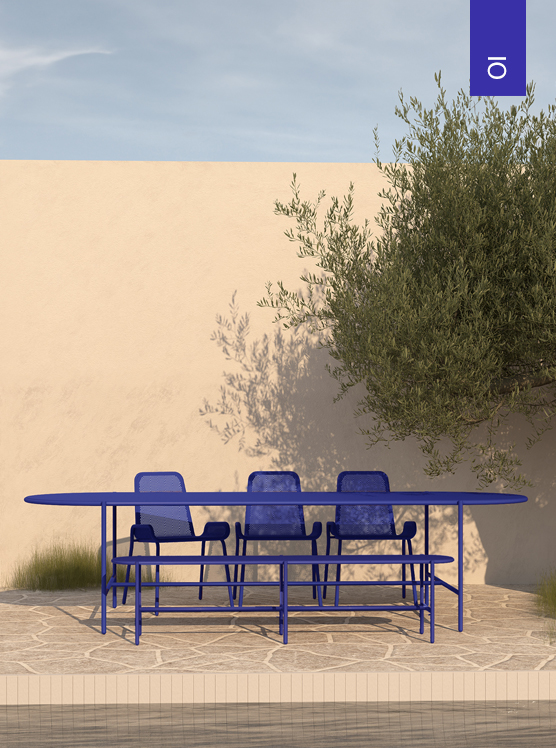 outdoor furniture metal royal blue dining table chairs bench