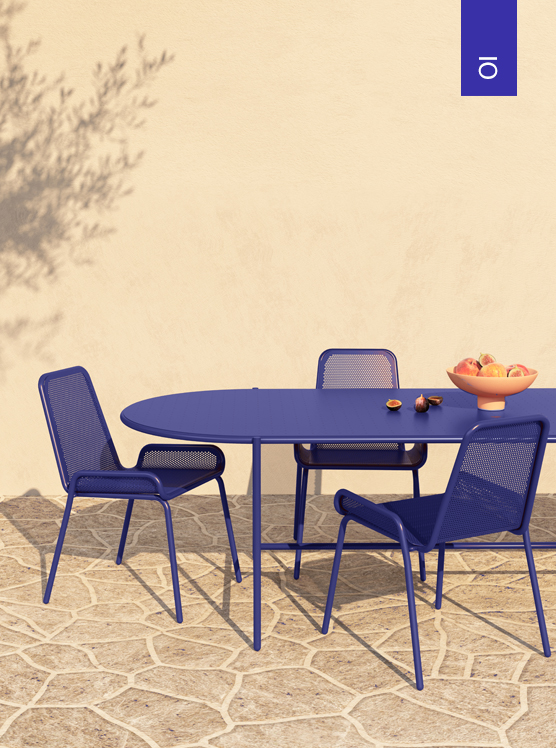 outdoor furniture metal royal blue dining table chairs bench