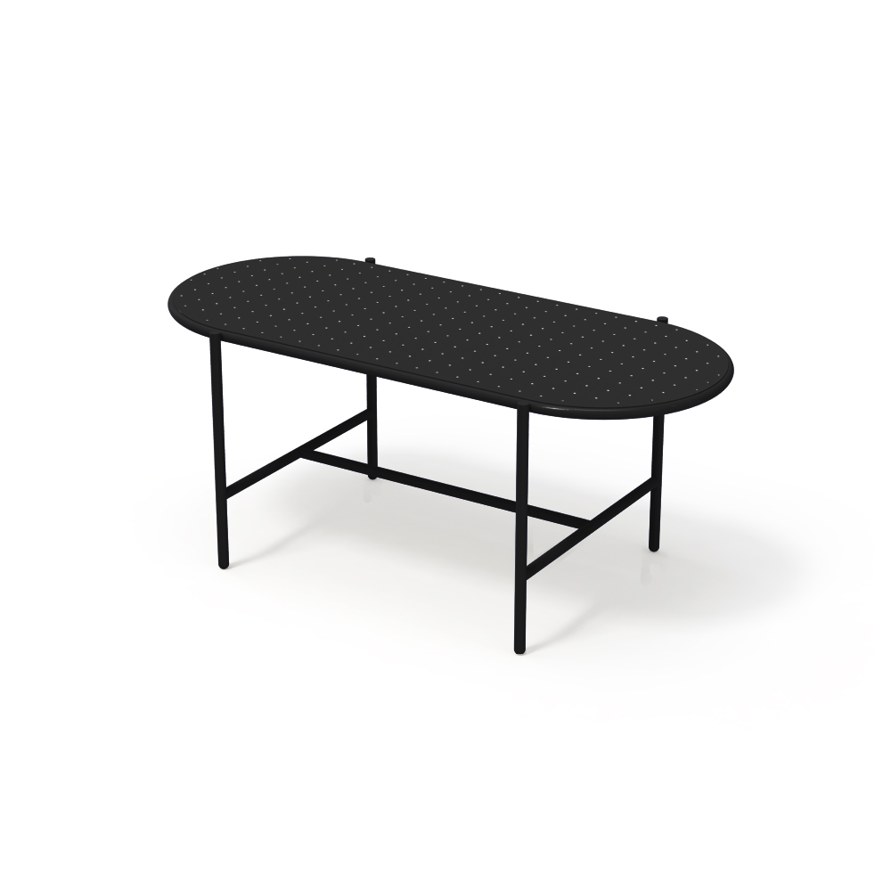 low coffee table metal indoor outdoor black