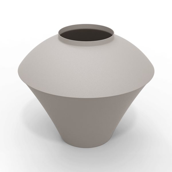 indoor planter cashmere grey metal green leaves