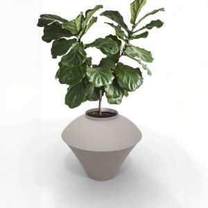 indoor planter cashmere grey metal green leaves