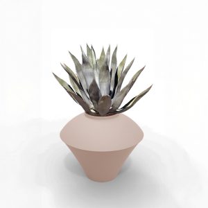 indoor planter nude pink metal green leaves