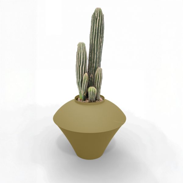 indoor planter olive green metal green leaves