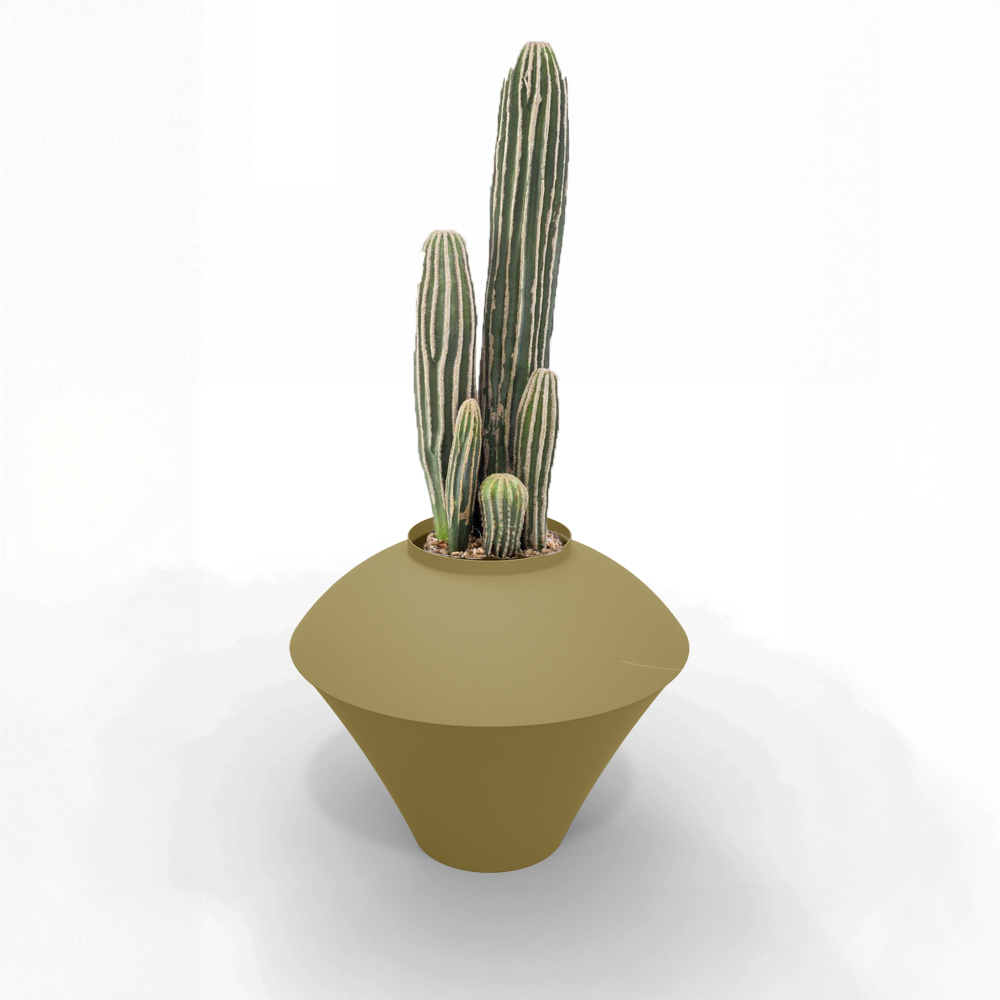 indoor planter olive green metal green leaves
