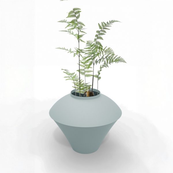 indoor planter smoked mint metal green leaves