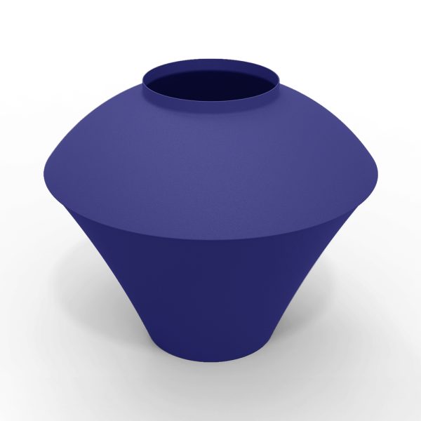 indoor planter royal blue metal green leaves