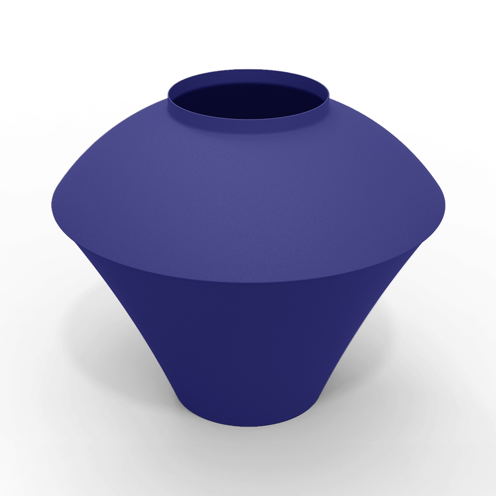 indoor planter royal blue metal green leaves