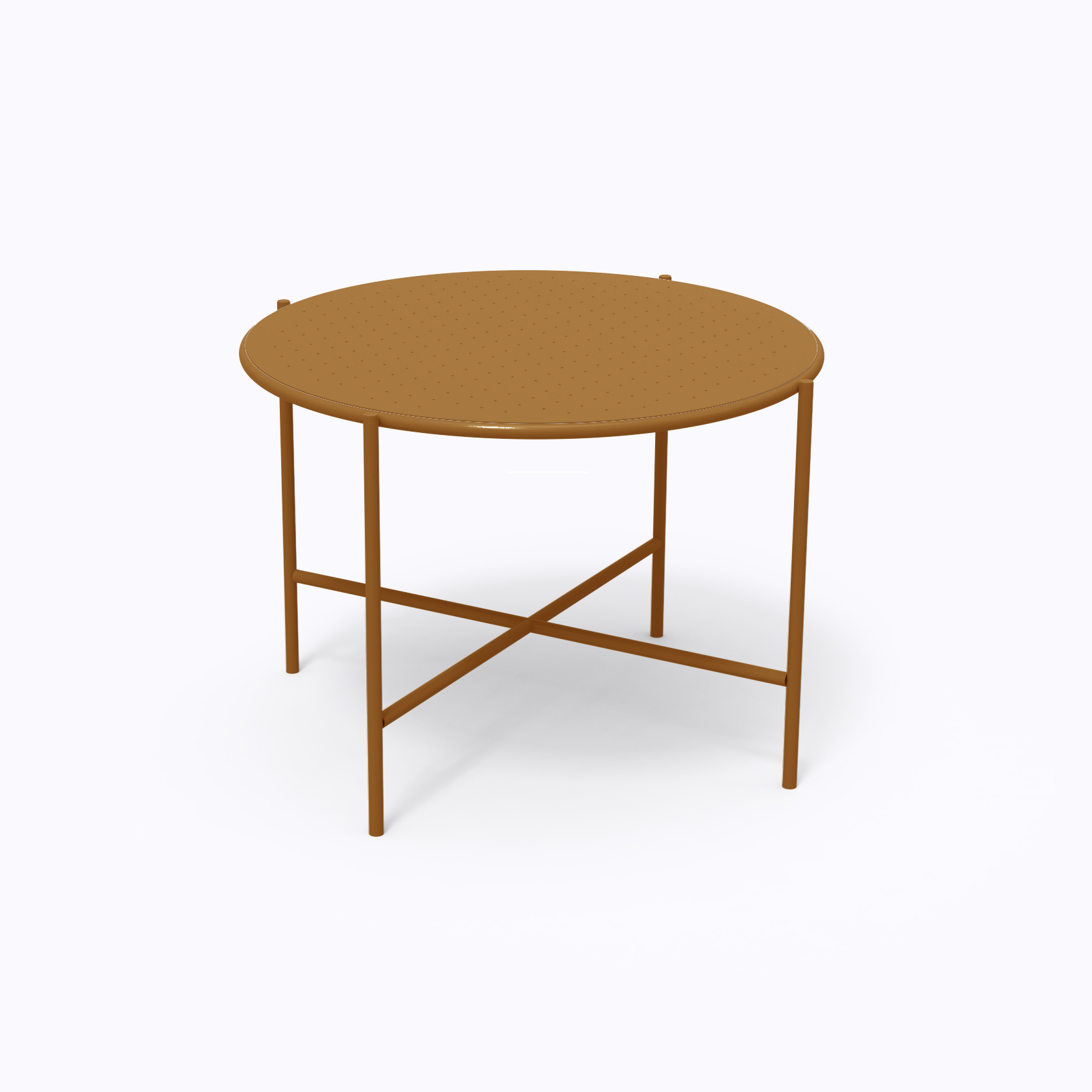round metal table outdoor brown ginger ral 8001 4 seats
