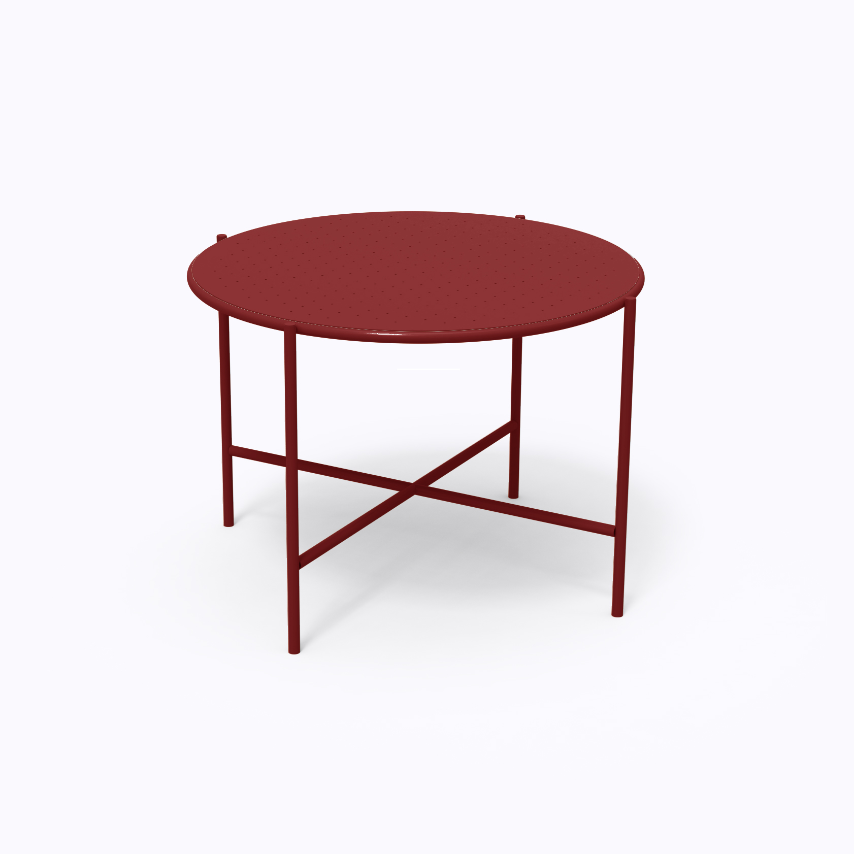round metal table outdoor red ral 3004 4 seats light grey