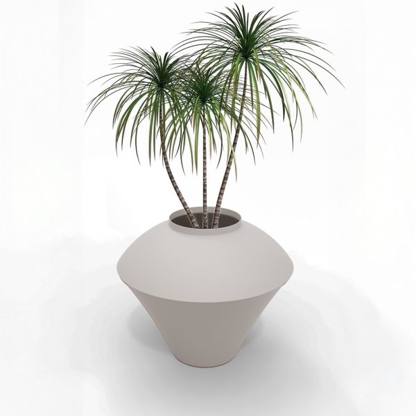 indoor planter stone light grey metal green leaves