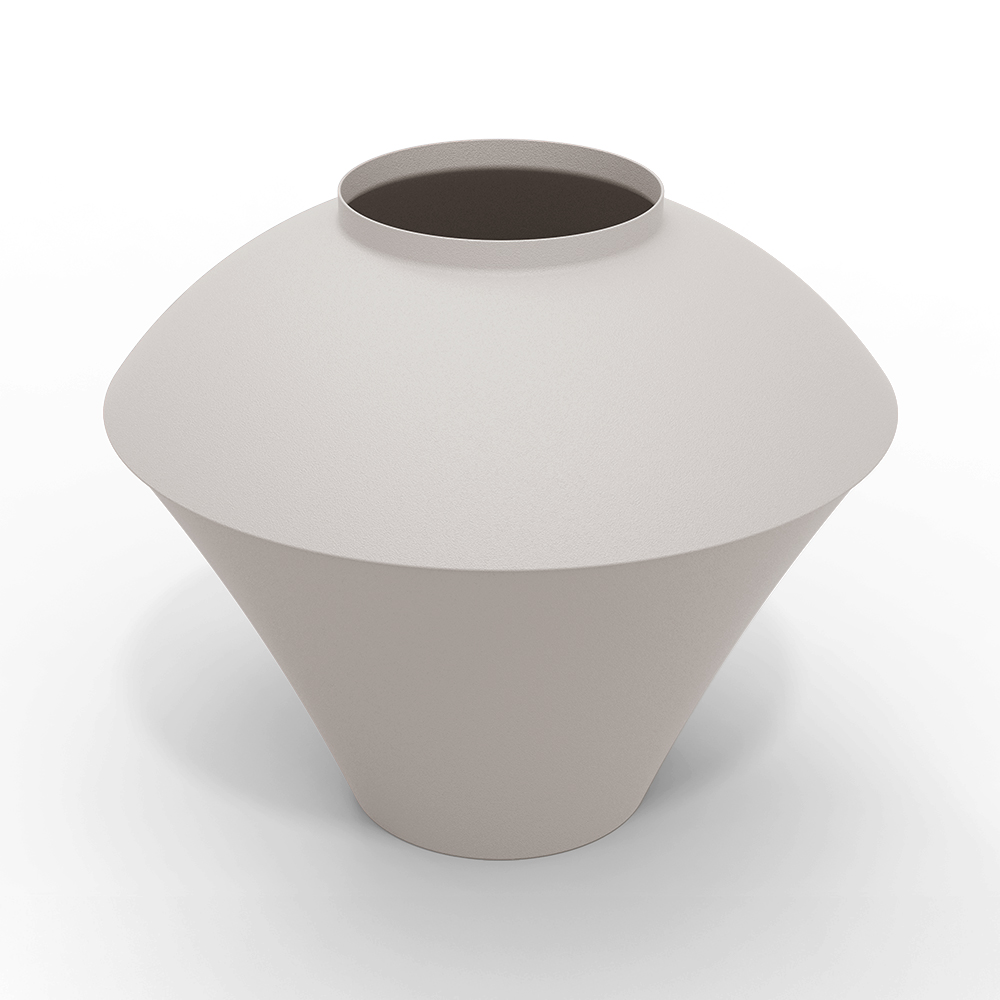 indoor planter stone light grey metal green leaves